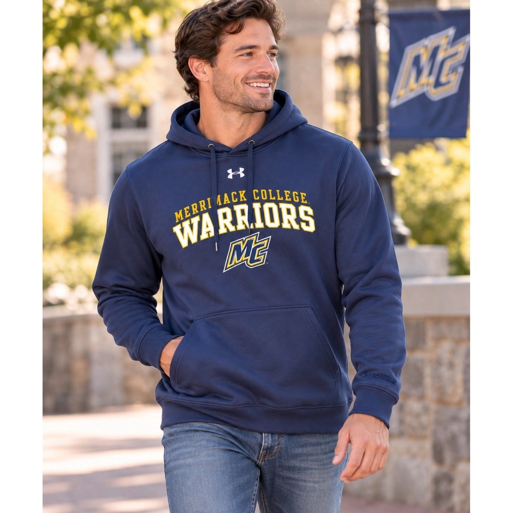Under Armour Storm Merrimack College Warriors Hoodie Mens XL Navy Pullover